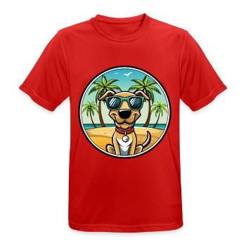 Plott Hound Hund Rasse Cartoon Sonnenbrille Strand - Männer T-Shirt atmungsaktiv - Rot - Vorne - AI Model Male 185 dark (185cm)