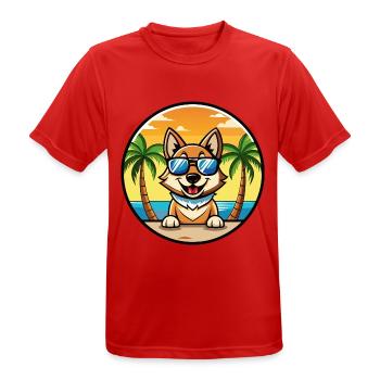 Tschechoslowakische Vlcak Hunderasse Cartoon Sonnenbrille - Männer T-Shirt atmungsaktiv - Rot - Vorne - AI Model Male 185 dark (185cm)