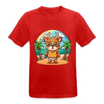 Hirsch Lustige Cartoon Sommer Strand Sonnenbrille - Männer T-Shirt atmungsaktiv - Rot - Vorne - AI Model Male 185 dark (185cm)