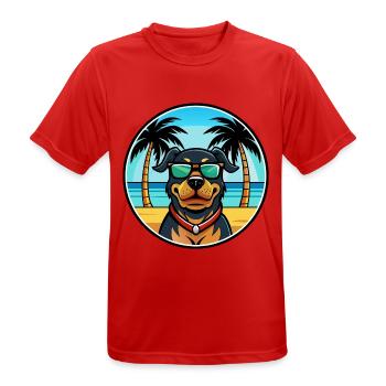 Rottweiler Chien Race Dessin Animé Lunettes De Soleil Plage - T-shirt respirant Homme - rouge - Devant - AI Model Male 185 dark (185cm)