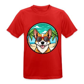 Portugiesische Podengo Hunderasse Cartoon Sonnenbrille - Männer T-Shirt atmungsaktiv - Rot - Vorne - AI Model Male 185 dark (185cm)