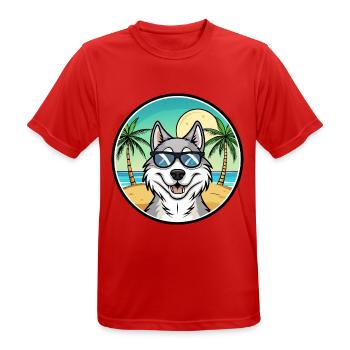 Nördliche Inuit Hunderasse Cartoon Sonnenbrille Strand - Männer T-Shirt atmungsaktiv - Rot - Vorne - AI Model Male 185 dark (185cm)