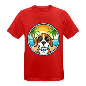 Kerry Beagle Hunderasse Cartoon Sonnenbrille Strand - Männer T-Shirt atmungsaktiv - Rot - Vorne - AI Model Male 185 dark (185cm)