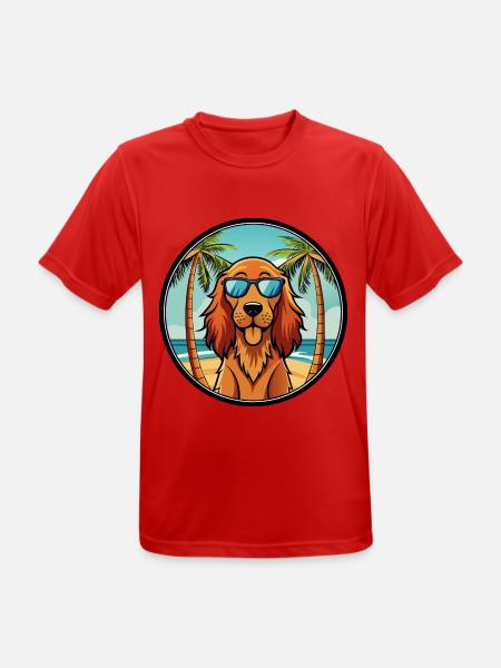 Irsk Setter Hund Race Tegneserie Solbriller Beach - Herre T-shirt svedtransporterende - rød
