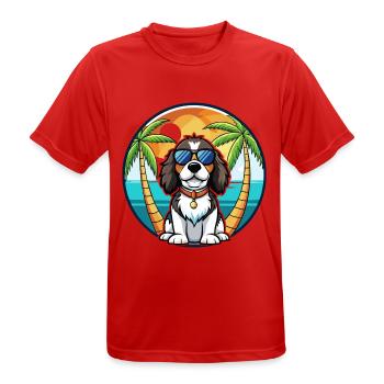 English Springer Spaniel Hunderasse Cartoon Beach - Männer T-Shirt atmungsaktiv - Rot - Vorne - AI Model Male 185 dark (185cm)