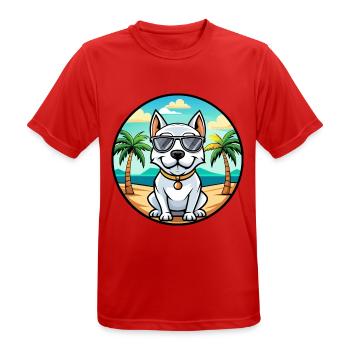 Dogue Argentino Chien Race Dessin Animé Lunettes De Soleil Plage - T-shirt respirant Homme - rouge - Devant - AI Model Male 185 dark (185cm)
