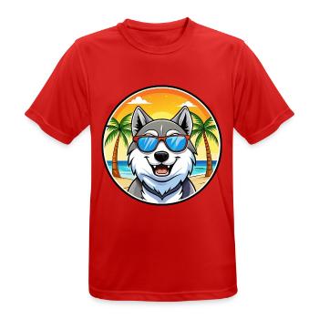 Seppala Sibirische Schlittenhunderasse Cartoon Sonnenbrille - Männer T-Shirt atmungsaktiv - Rot - Vorne - AI Model Male 185 dark (185cm)