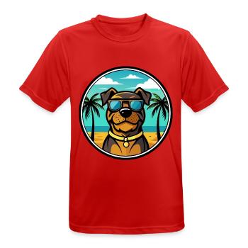 Rottweiler Chien Race Dessin Animé Lunettes De Soleil Plage - T-shirt respirant Homme - rouge - Devant - AI Model Male 185 dark (185cm)