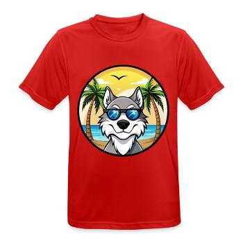 Nördliche Inuit Hunderasse Cartoon Sonnenbrille Strand - Männer T-Shirt atmungsaktiv - Rot - Vorne - AI Model Male 185 dark (185cm)
