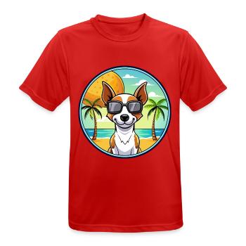 Decker Rat Terrier Hunderasse Cartoon Sonnenbrille - Männer T-Shirt atmungsaktiv - Rot - Vorne - AI Model Male 185 dark (185cm)