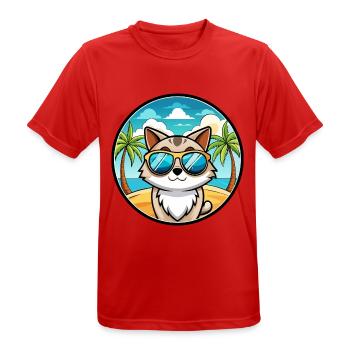 Birma Katzenrasse Cartoon Sonnenbrille Strand - Männer T-Shirt atmungsaktiv - Rot - Vorne - AI Model Male 185 dark (185cm)