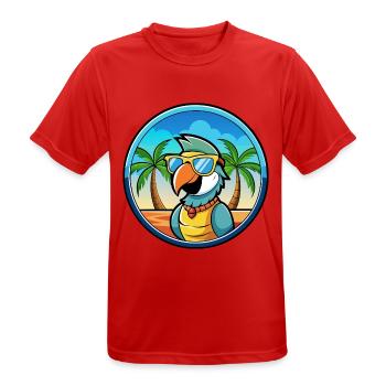 Perroquet Drôle Dessin Animé Plage Été Lunettes De Soleil Cool - T-shirt respirant Homme - rouge - Devant - AI Model Male 185 dark (185cm)