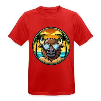 Büffel Lustige Cartoon Sommer Strand Sonnenbrille Cool - Männer T-Shirt atmungsaktiv - Rot - Vorne - AI Model Male 185 dark (185cm)