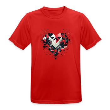 Geometrisches Herz - Männer T-Shirt atmungsaktiv - Rot - Vorne - AI Model Male 185 dark (185cm)