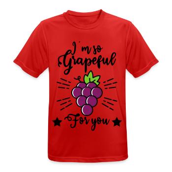 I'm So Grapeful For You – Funny Grape Motif - Men's Breathable T-Shirt - red - Front - AI Model Male 185 dark (185cm)