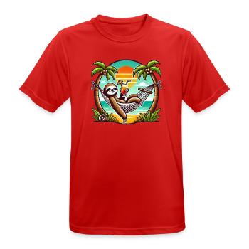 Sloth in the hammock - Men's Breathable T-Shirt - red - Front - AI Model Male 185 dark (185cm)