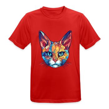 Pixie Bob Katze Bunte Aquarell Haustier Illustration - Männer T-Shirt atmungsaktiv - Rot - Vorne - AI Model Male 185 dark (185cm)