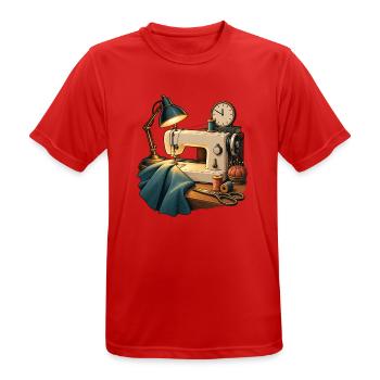 Nur noch eine Naht – Nähen bis Mitternacht - Männer T-Shirt atmungsaktiv - Rot - Vorne - AI Model Male 185 dark (185cm)