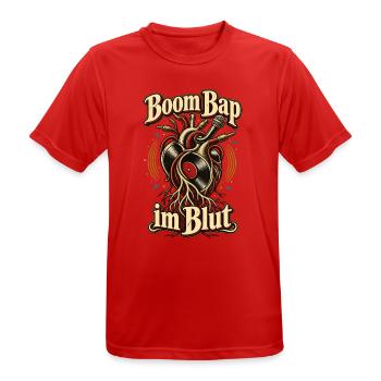 Boom Bap Oldschool Hip Hop 90er Rap Fan - Männer T-Shirt atmungsaktiv - Rot - Vorne - AI Model Male 185 dark (185cm)