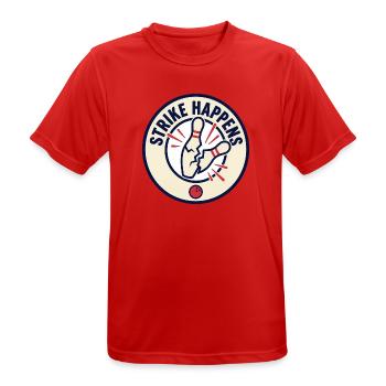 Strike Happens – Bowling-Humorabzeichen - Männer T-Shirt atmungsaktiv - Rot - Vorne - AI Model Male 185 dark (185cm)