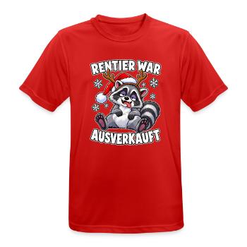 Rentier war ausverkauft Waschbär - Männer T-Shirt atmungsaktiv - Rot - Vorne - AI Model Male 185 dark (185cm)