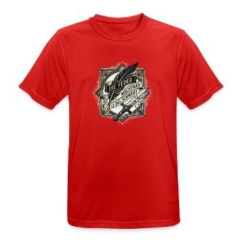Die_Feder_ist_maechtiger_als_das_Schwert_-_Art_ - Männer T-Shirt atmungsaktiv - Rot - Vorne - AI Model Male 185 dark (185cm)