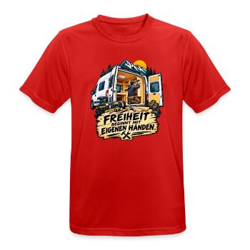 CAMPING-AUTO SELBER AUSBAUEN - Männer T-Shirt atmungsaktiv - Rot - Vorne - AI Model Male 185 dark (185cm)