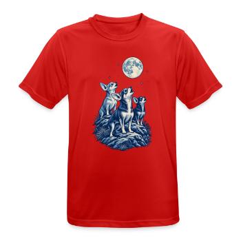 Drei Chihuahuas heulen zum Mond – Chihuahua-Papa - Männer T-Shirt atmungsaktiv - Rot - Vorne - AI Model Male 185 dark (185cm)