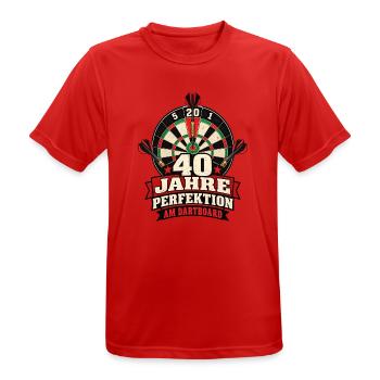 40 JAHRE PERFEKTION AM DARTBOARD Darts Geburtstag - Männer T-Shirt atmungsaktiv - Rot - Vorne - AI Model Male 185 dark (185cm)