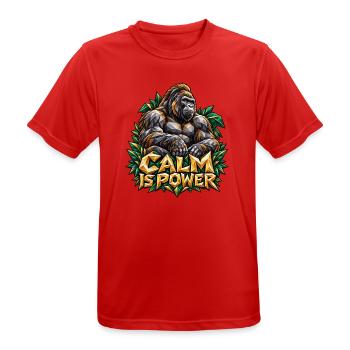 Calm is Power Gorilla Low Poly Stärke Ruhe Shirt - Männer T-Shirt atmungsaktiv - Rot - Vorne - AI Model Male 185 dark (185cm)