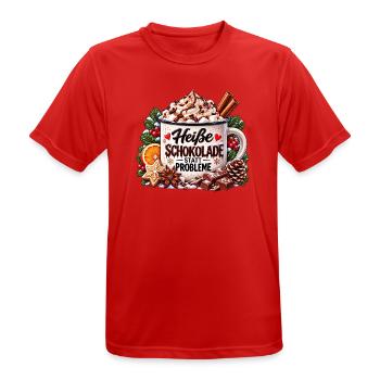 Heiße Schokolade statt Probleme - Männer T-Shirt atmungsaktiv - Rot - Vorne - AI Model Male 185 dark (185cm)