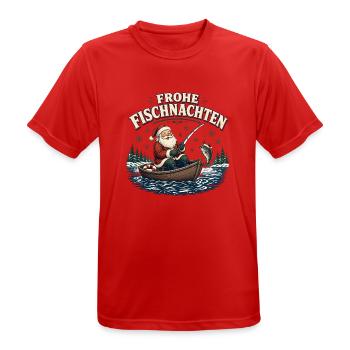 Frohe Fischnacht Weihnachtsfischer - Männer T-Shirt atmungsaktiv - Rot - Vorne - AI Model Male 185 dark (185cm)