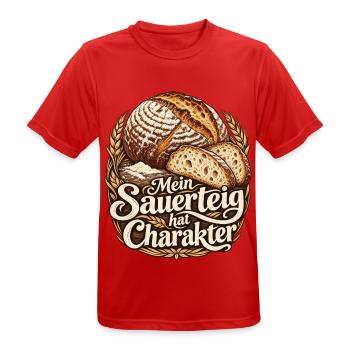Sauerteig Shirt für Hobbybäcker mit Brot  - Männer T-Shirt atmungsaktiv - Rot - Vorne - AI Model Male 185 dark (185cm)