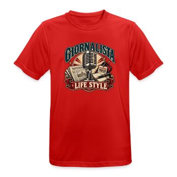 Vintage-Journalistenmikrofon und Stil - Männer T-Shirt atmungsaktiv - Rot - Vorne - AI Model Male 185 dark (185cm)