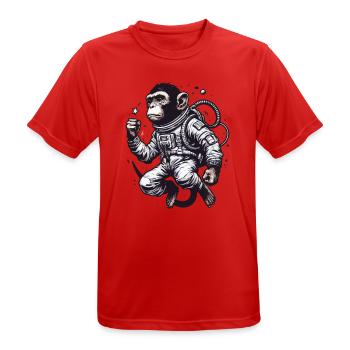 Affe im Raumanzug – Schwarz-Weiß - Männer T-Shirt atmungsaktiv - Rot - Vorne - AI Model Male 185 dark (185cm)