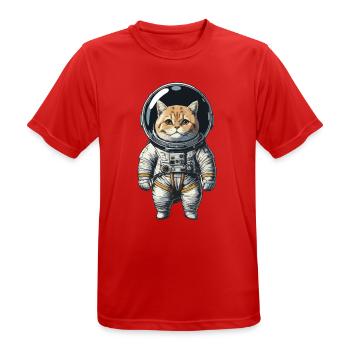 Katze im Raumanzug – mit Weltraumhelm - Männer T-Shirt atmungsaktiv - Rot - Vorne - AI Model Male 185 dark (185cm)