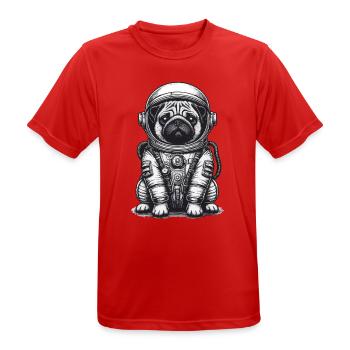Mops im Raumanzug – Schwarz-Weiß - Männer T-Shirt atmungsaktiv - Rot - Vorne - AI Model Male 185 dark (185cm)
