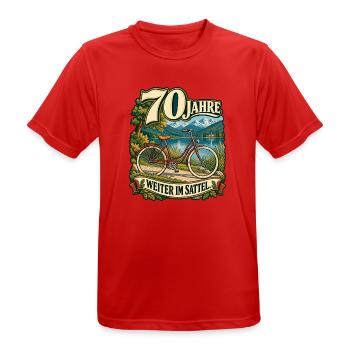 70 Jahre Weiter im Sattel - Männer T-Shirt atmungsaktiv - Rot - Vorne - AI Model Male 185 dark (185cm)