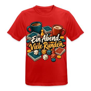 Spieleabend mit Würfeln & Ein Abend Viele Runden - Männer T-Shirt atmungsaktiv - Rot - Vorne - AI Model Male 185 dark (185cm)