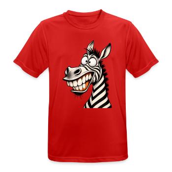 Lustige verrückte Zebra-Zeichentrick-Lächeln Tier-Humor-T-Shirt - Männer T-Shirt atmungsaktiv - Rot - Vorne - AI Model Male 185 dark (185cm)