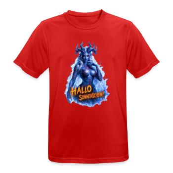 Hallo Sonnenschein! – Dämonin Design - Männer T-Shirt atmungsaktiv - Rot - Vorne - AI Model Male 185 dark (185cm)