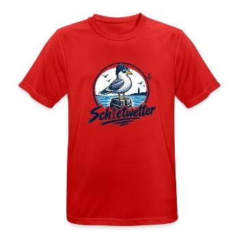 Fischkopp Schietwetter. Wat mutt, dat mutt. - Männer T-Shirt atmungsaktiv - Rot - Vorne - AI Model Male 185 dark (185cm)