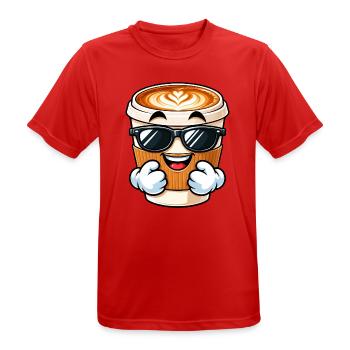 Cooler Cartoon Kaffee Cappuccino - Männer T-Shirt atmungsaktiv - Rot - Vorne - AI Model Male 185 dark (185cm)