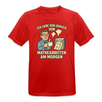 Matheduft am Morgen - Männer T-Shirt atmungsaktiv - Rot - Vorne - AI Model Male 185 dark (185cm)
