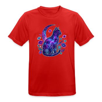Galaktische Katze im Kosmos - Männer T-Shirt atmungsaktiv - Rot - Vorne - AI Model Male 185 dark (185cm)