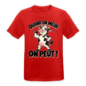Cartoon Cow: Wenn du muhst, kannst du es - Männer T-Shirt atmungsaktiv - Rot - Vorne - AI Model Male 185 dark (185cm)