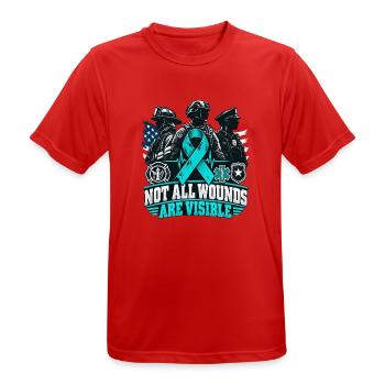 NOT ALL WOUNDS ARE VISIBLE – PTBS Awareness - Männer T-Shirt atmungsaktiv - Rot - Vorne - AI Model Male 185 dark (185cm)