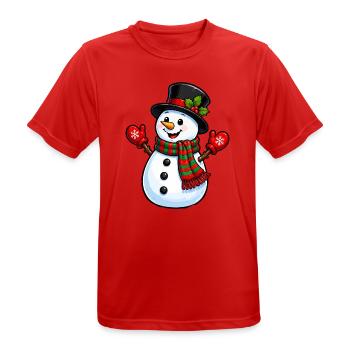 Winterlicher Schneemann mit Schal und Hut - Männer T-Shirt atmungsaktiv - Rot - Vorne - AI Model Male 185 dark (185cm)