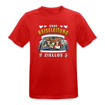 Camping Ohne Reiseleitung ziellos - Männer T-Shirt atmungsaktiv - Rot - Vorne - AI Model Male 185 dark (185cm)