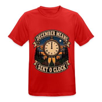 December Means Sekt O Clock Sekt Silvester - Männer T-Shirt atmungsaktiv - Rot - Vorne - AI Model Male 185 dark (185cm)